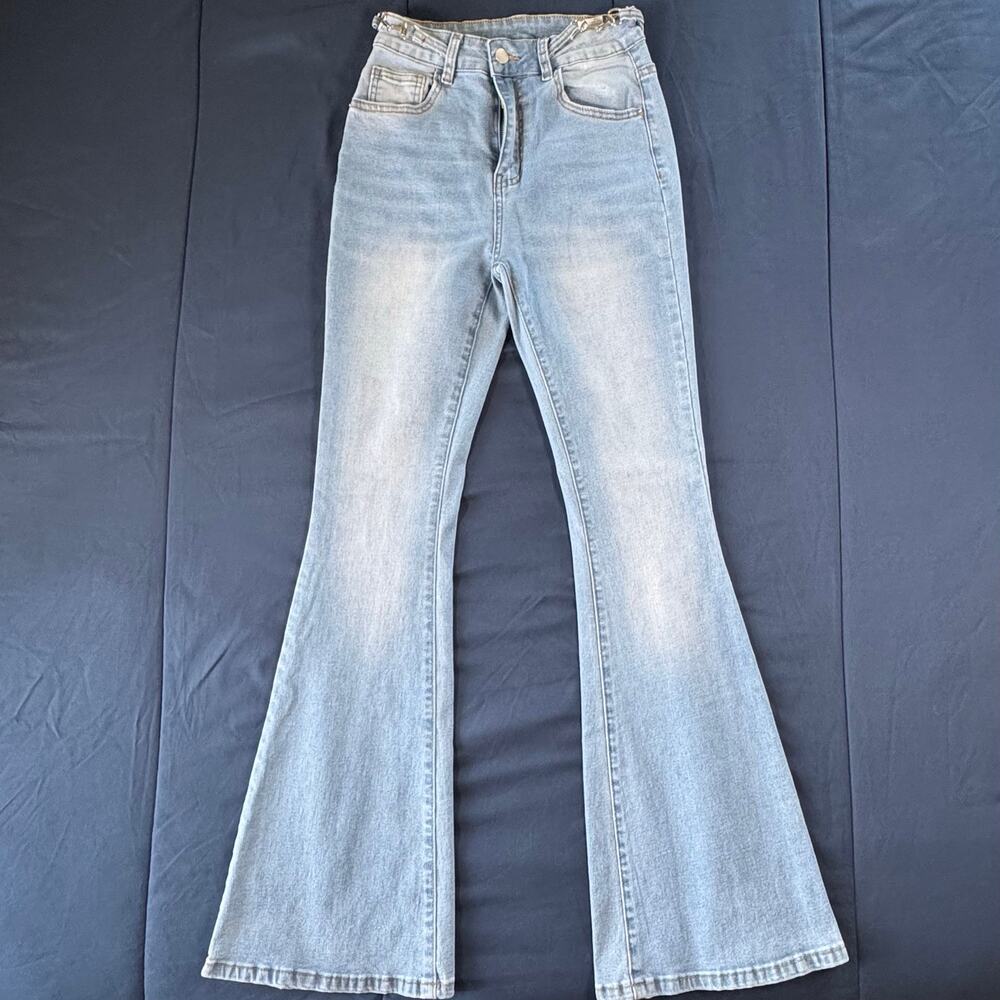 SHEIN High Rise Flare Bell Bottom Jeans Light Wash Women's Size 4